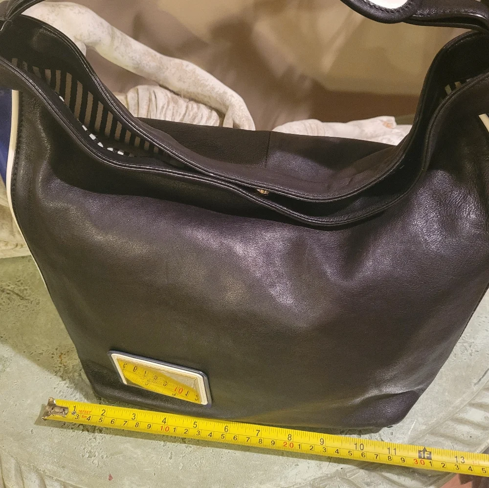 L.A.M.B. Gwen Stefani Leather Shoulder Hobo Bag Side Stripe NWOT Designer #30